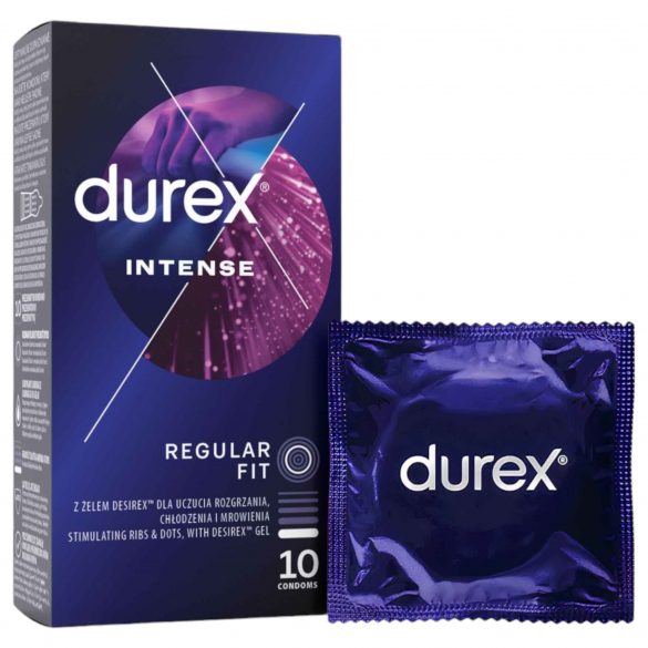 Durex Intense - prezervativ cu striații și puncte (10 bucăți) -