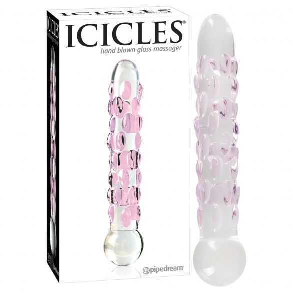 Dildo de sticlă cu perle Icicles No. 7 