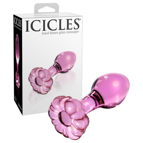 Icicles Nr. 48 - dop anal de sticlă cu flori (roz) 