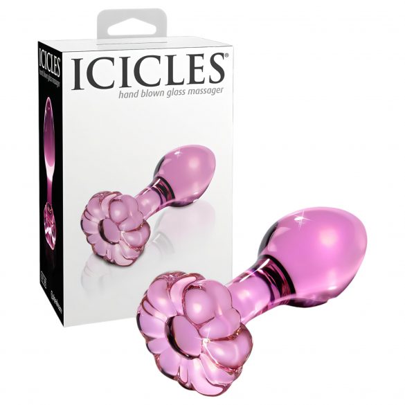 Icicles Nr. 48 - dop anal de sticlă cu flori (roz) 