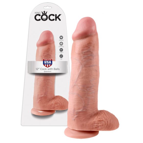 King Cock 12 dildo mare (30 cm) - natural 