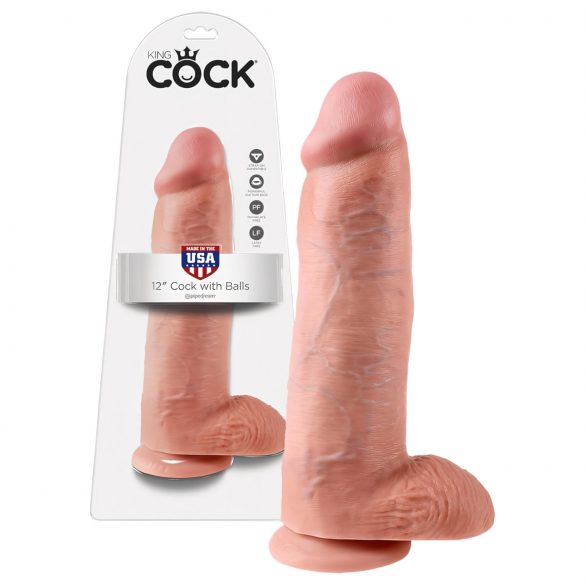 King Cock 12 dildo mare (30 cm) - natural 