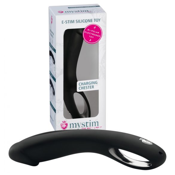 mystim Charging Chester - dildo din silicon cu electrostimulare 