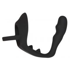   Black Velvet - dildo anal ondulat cu inel pentru penis și testicule (negru)