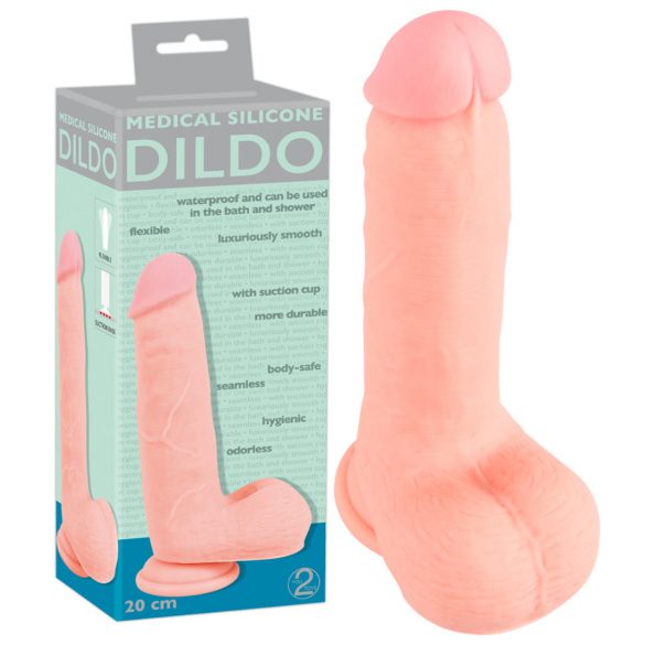 Dildo medical din silicon drept (20 cm) - natural 