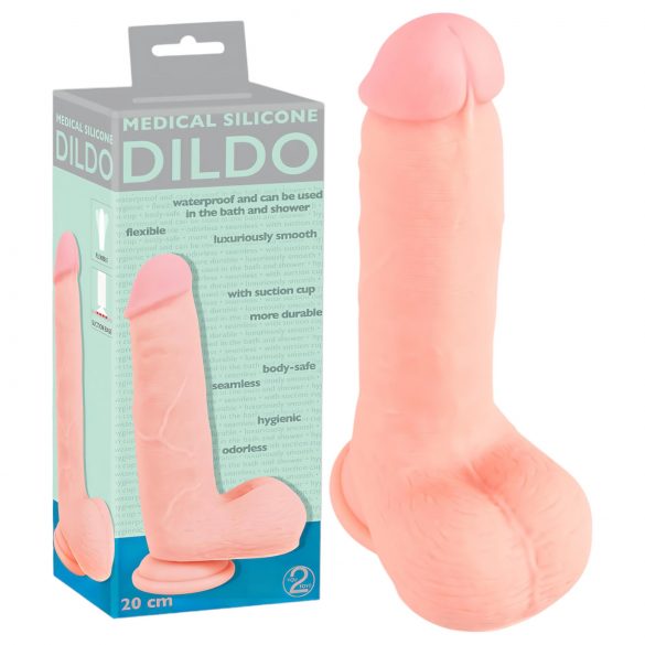 Dildo medical din silicon drept (20 cm) - natural 