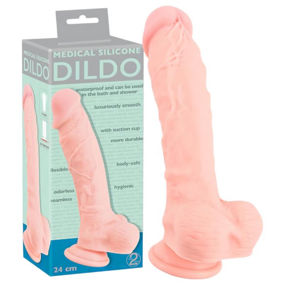 Silicon medical dildo (24cm) - natural 