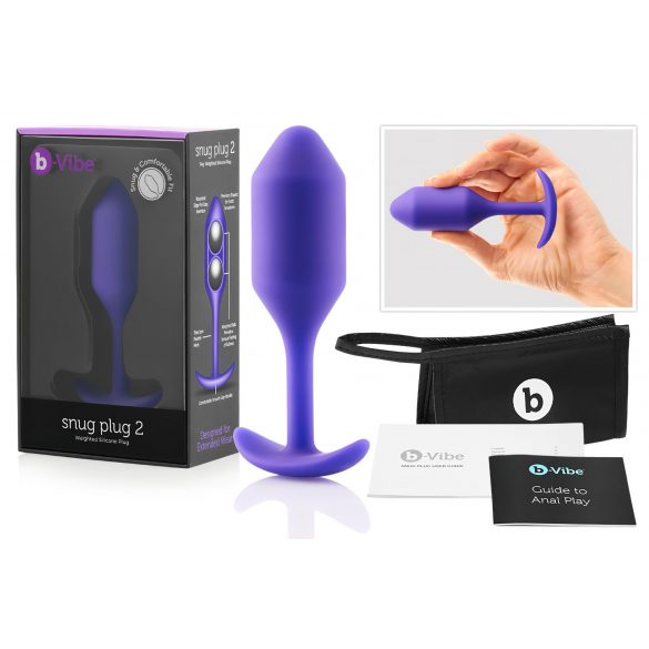 b-vibe Snug Plug 2 - dildo anal cu două bile (114g) - violet 