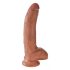 King Cock 9 dildo cu testicule (23 cm) - maro