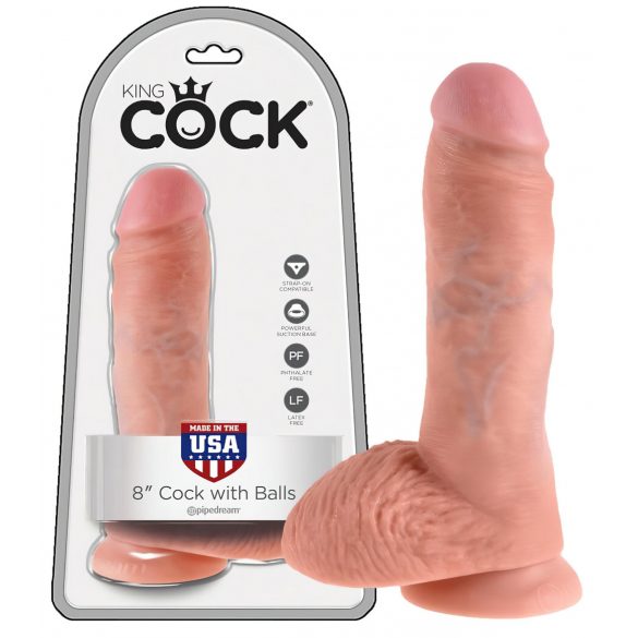 King Cock 8 dildo cu testicule (20 cm) - natur