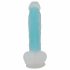 Dildo cu ventuză și testicule, fosforescent You2Toys (albastru) 