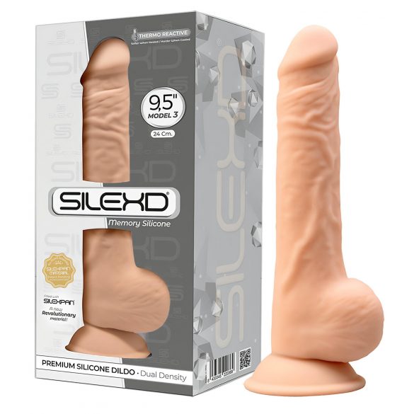 Dildo Silexd 9,5 cu ventuză - 24cm (natural) 