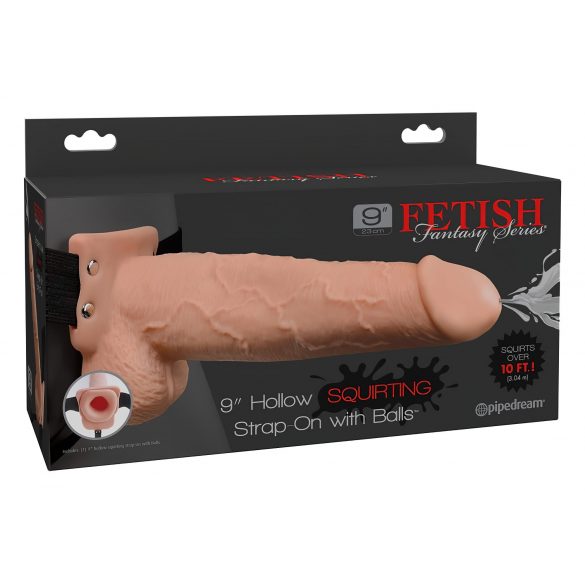 Dildo cu cureaua Fetish 9 - cu ejectare, gol în interior (natural) 