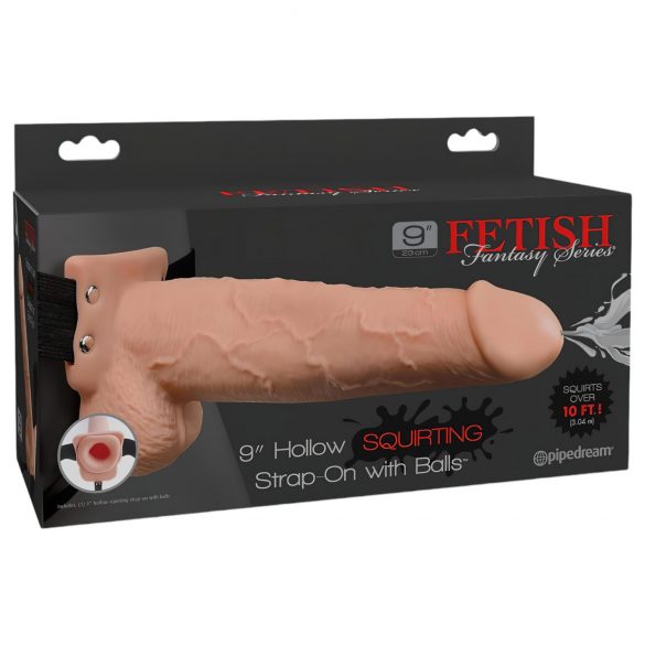 Fetish Strap-On 9 - dildo cu curea, gol pe dinăuntru, cu ejaculare (natur)