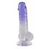 Dildo transparent cu talpă - 19,5 cm (lila) 