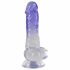 Dildo transparent cu talpă - 19,5 cm (lila) 