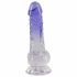 Dildo transparent cu talpă - 19,5 cm (lila) 