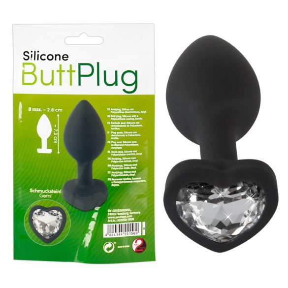 You2Toys Butt Plug - dildo anal cu piatră albă (negru) 