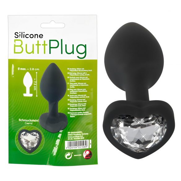 Plug anal cu piatră albă You2Toys (negru)