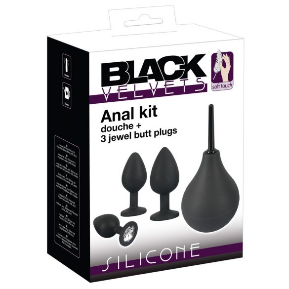 Set de dildo-uri anale Black Velvet (4 piese) - negru 