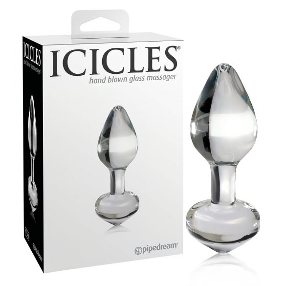 Plug anal conic din sticlă Icicles No. 44 - transparență seducătoare