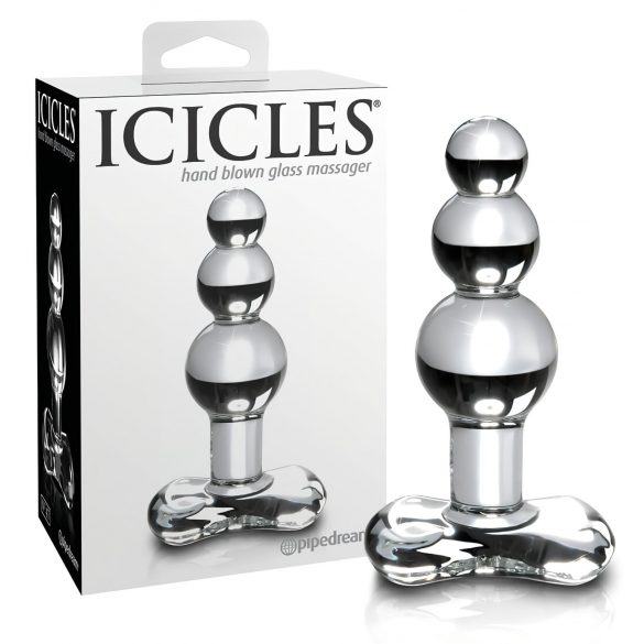 Icicles No. 47 - dildo anal din sticlă cu triple bile (transparent)