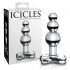 Icicles Nr. 47 - dildo anal din sticlă cu trei perle (transparent) 