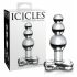 Icicles Nr. 47 - dildo anal din sticlă cu trei perle (transparent) 