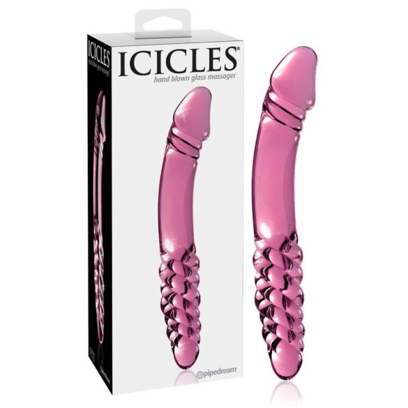 Icicles No. 57 - dildo dublu de sticlă (roz) 