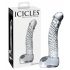 Icicles No. 61 - dildo din sticlă cu testicule și penis (transparent)