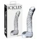 Dildou din sticlă, penis cu testicule, transparent - Icicles Nr. 61 