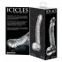 Dildou din sticlă, penis cu testicule, transparent - Icicles Nr. 61 