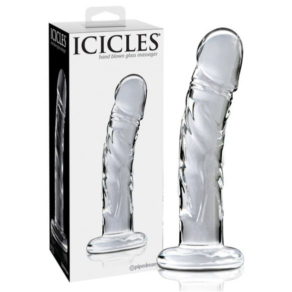 Dildou de sticlă transparent în formă de penis - Icicles No. 62 