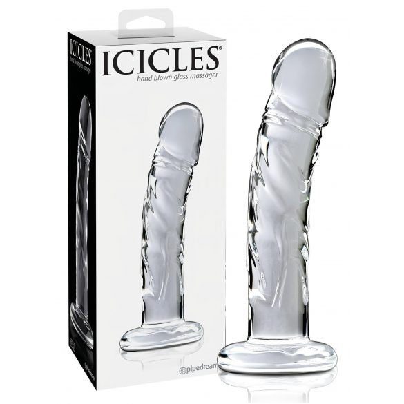 Icicles No. 62 - dildo de sticlă cu penis (transparent)