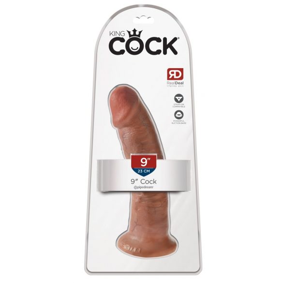 Dildo realist King Cock 9 cu ventuză (23 cm) - culoare închisă naturală 