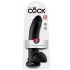 King Cock 9 - dildo cu ventuză și testicule, mare (23cm) - negru 