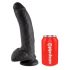 King Cock 9 - dildo cu ventuză și testicule, mare (23cm) - negru 