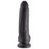 King Cock 9 - dildo cu ventuză și testicule, mare (23cm) - negru 