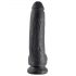 King Cock 9 - dildo mare cu ventuză, cu testicule (23cm) - negru