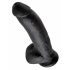 King Cock 9 - dildo mare cu ventuză, cu testicule (23cm) - negru