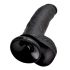 King Cock 9 - dildo cu ventuză și testicule, mare (23cm) - negru 