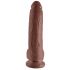 King Cock 9 - dildo cu ventuză și testicule, mare (23cm) - maro 