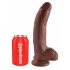 King Cock 9 - dildo cu ventuză mare și testicule (23cm) - maro