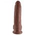 King Cock 9 - dildo cu ventuză mare și testicule (23cm) - maro