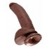 King Cock 9 - dildo cu ventuză și testicule, mare (23cm) - maro 