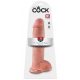 King Cock 11 - dildo cu ventuză și testicule (28cm) - culoare naturală