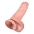 King Cock 11 - dildo cu ventuză și testicule, mare (28 cm) - natural 