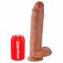 King Cock 11 - dildo cu ventuză și testicule (28cm) - culoare naturală închisă