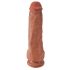 King Cock 11 - dildo cu ventuză și testicule, 28 cm, culoare naturală închisă 