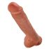 King Cock 11 - dildo cu ventuză și testicule, 28 cm, culoare naturală închisă 